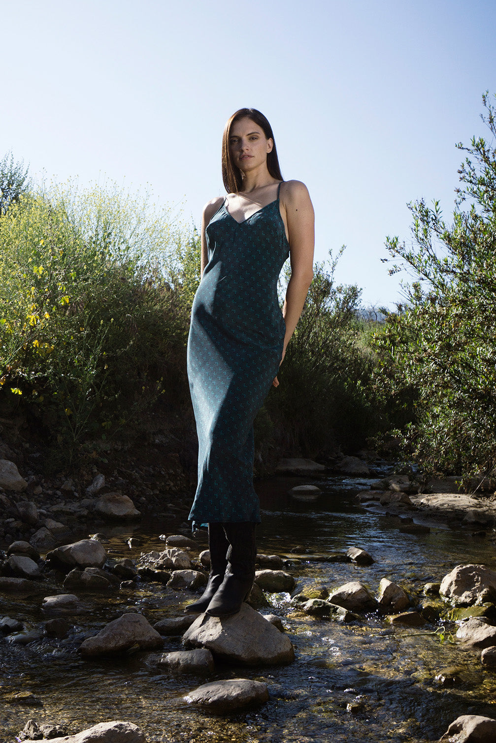 Eastern Teal Silk V-Slip