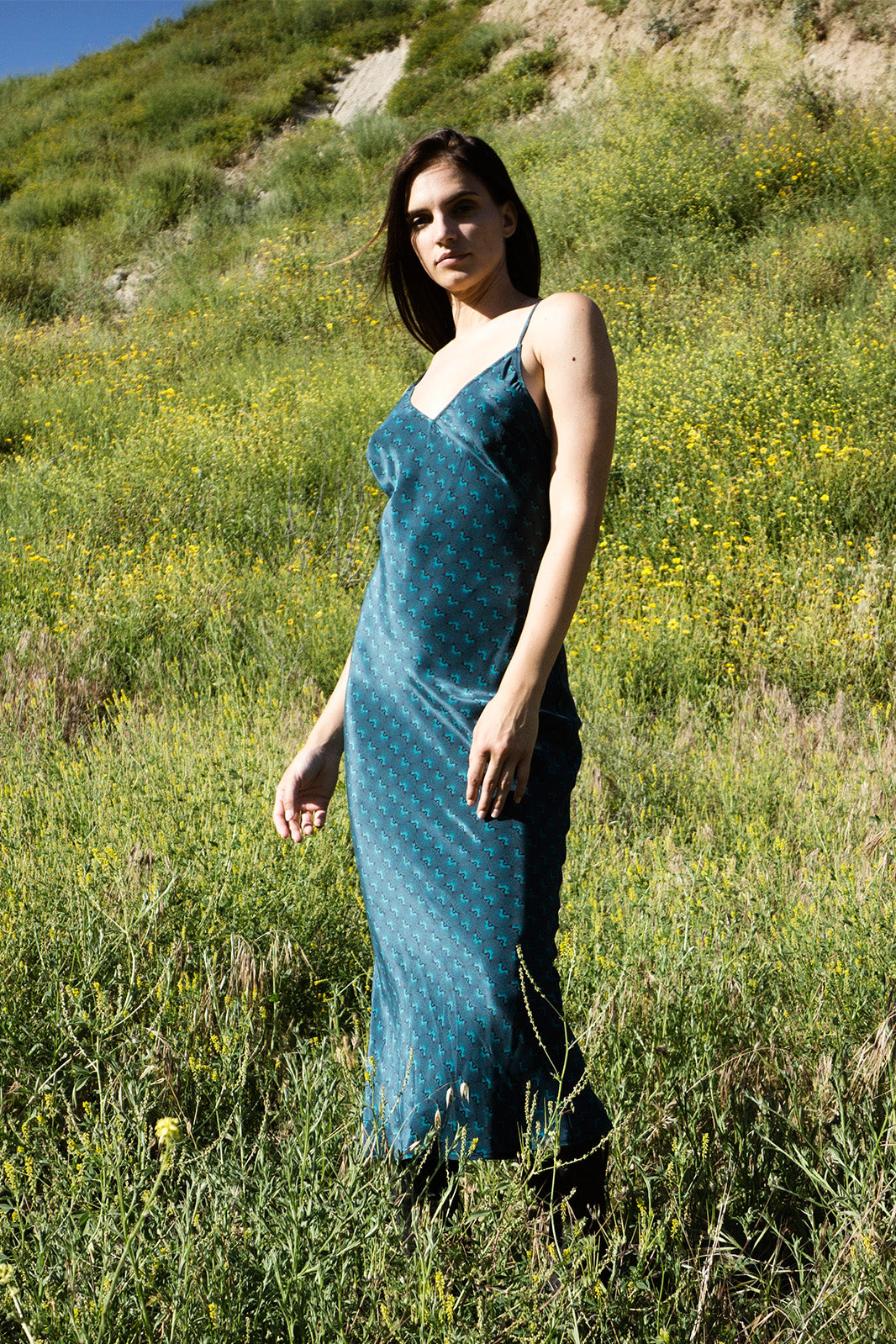 Eastern Teal Silk V-Slip