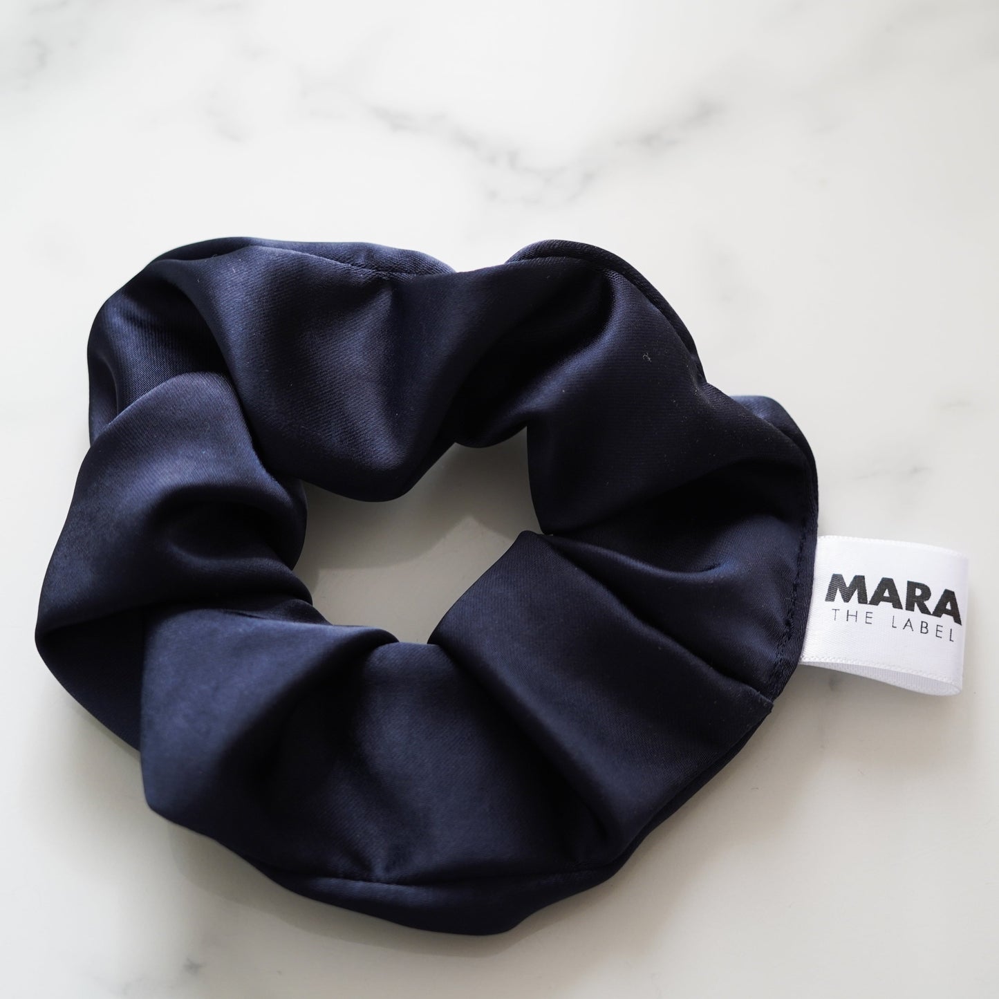 Navy Satin Scrunchie