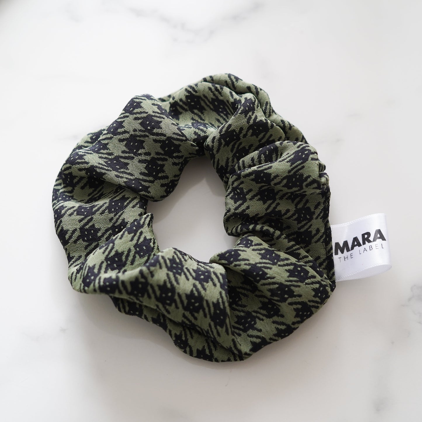 Green Houndstooth Scrunchie