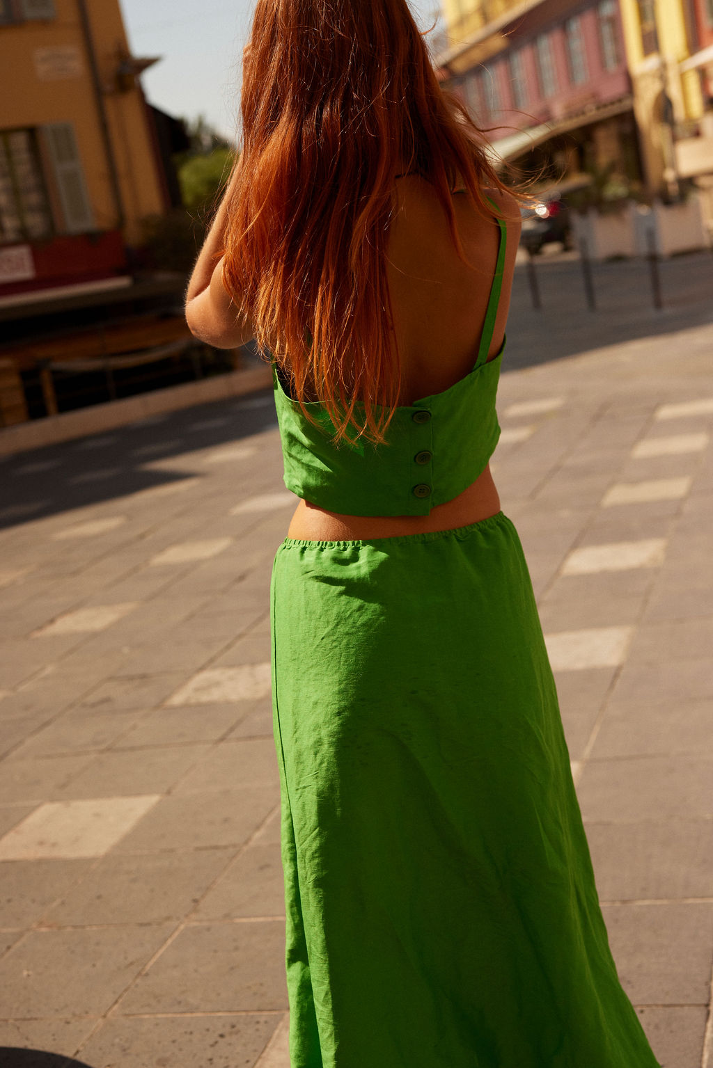 Green Linen Two Piece