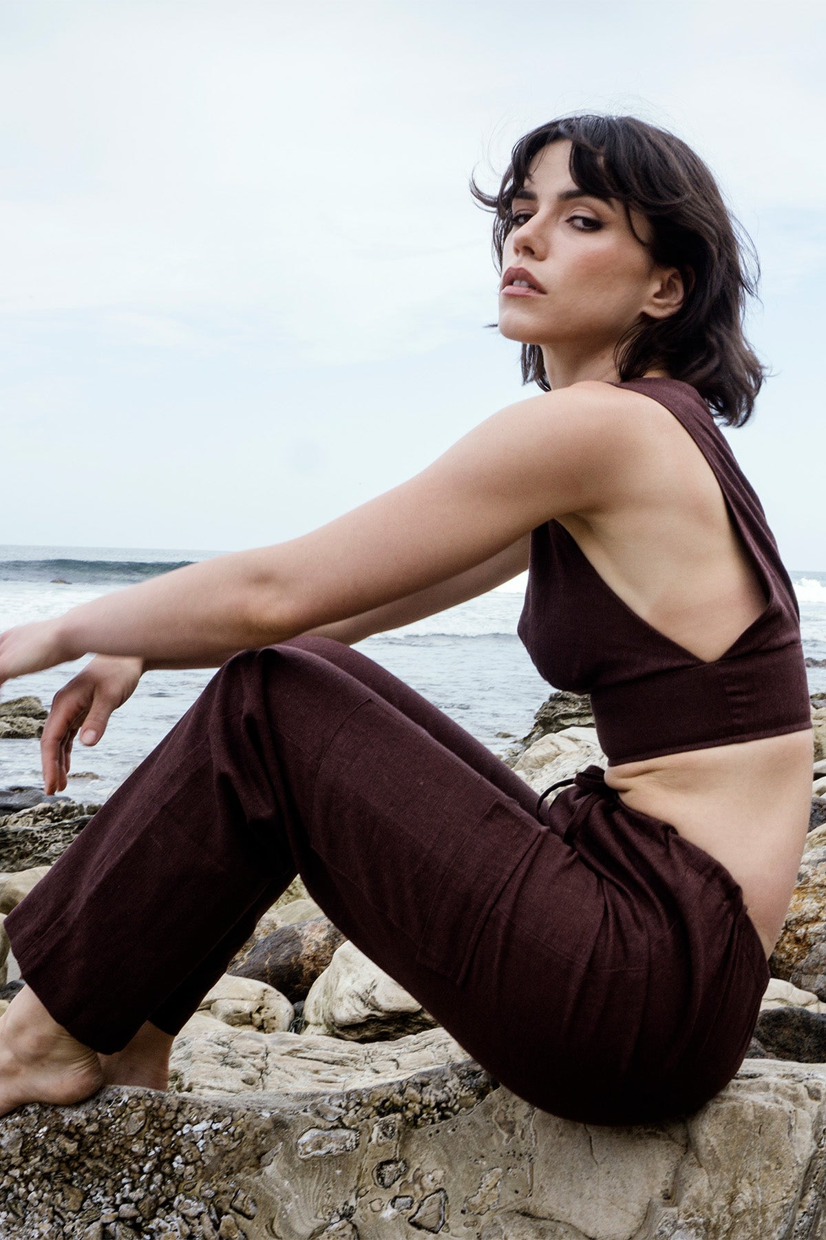 Brown Linen Almafi Top