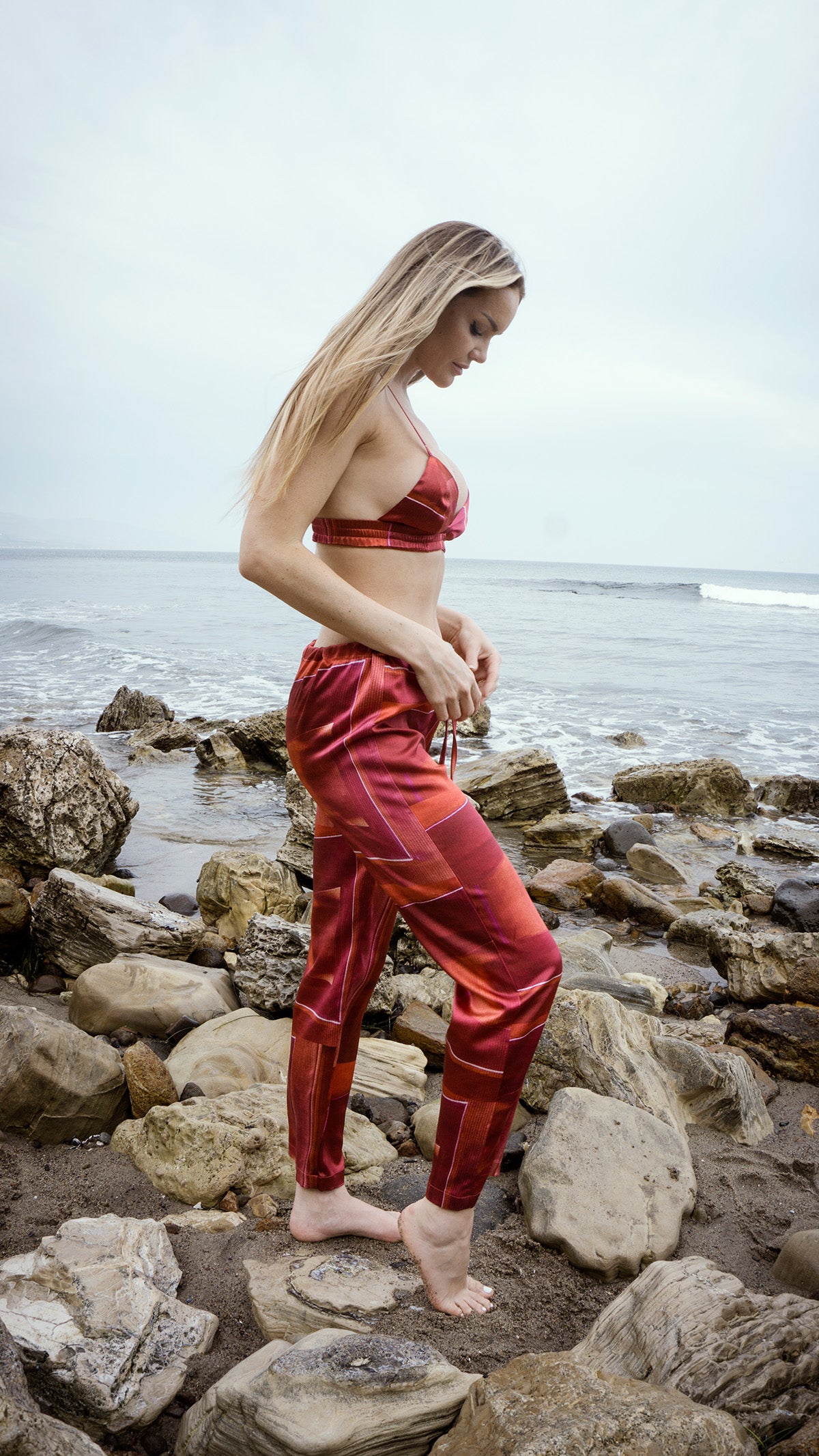 Sunset Red Cherie Silk Set