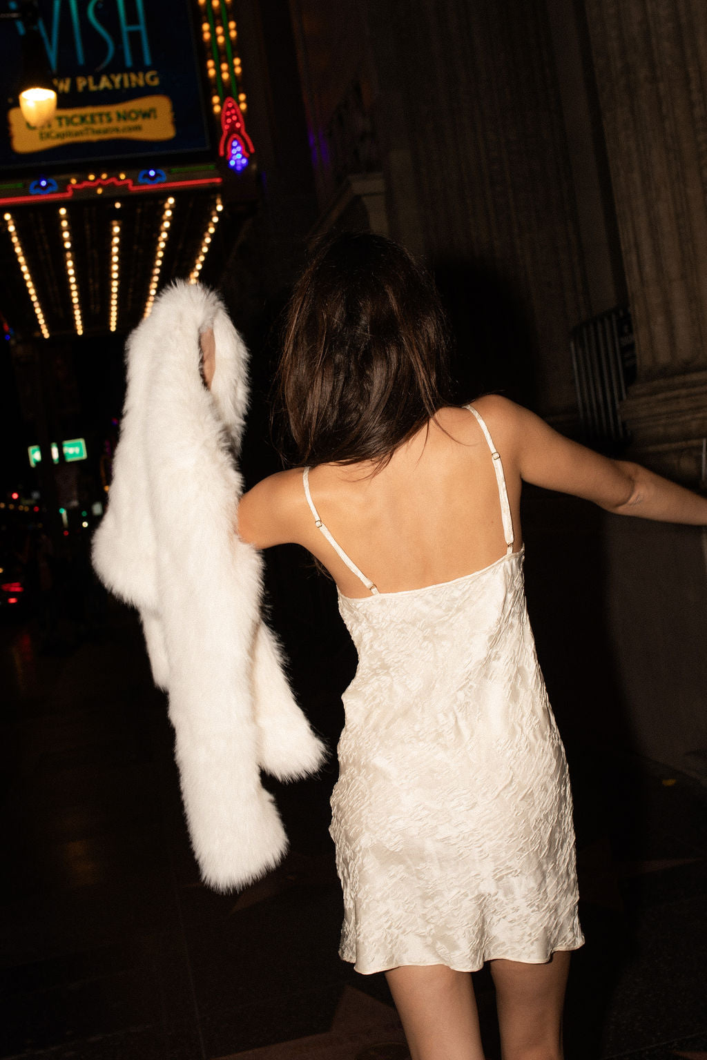 Ivory Brocade Silk Mini Slip Dress