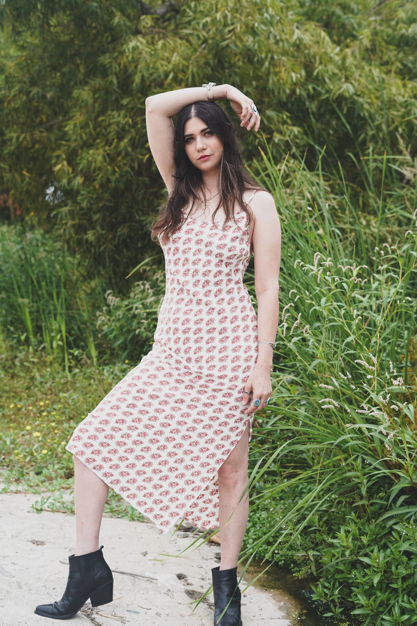 Desert Floral Bias Midi Slip