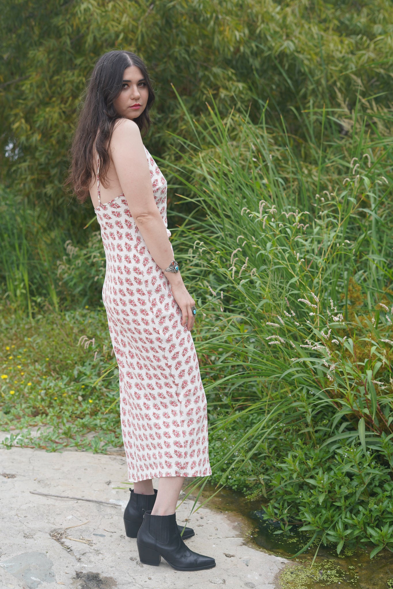 Desert Floral Bias Midi Slip