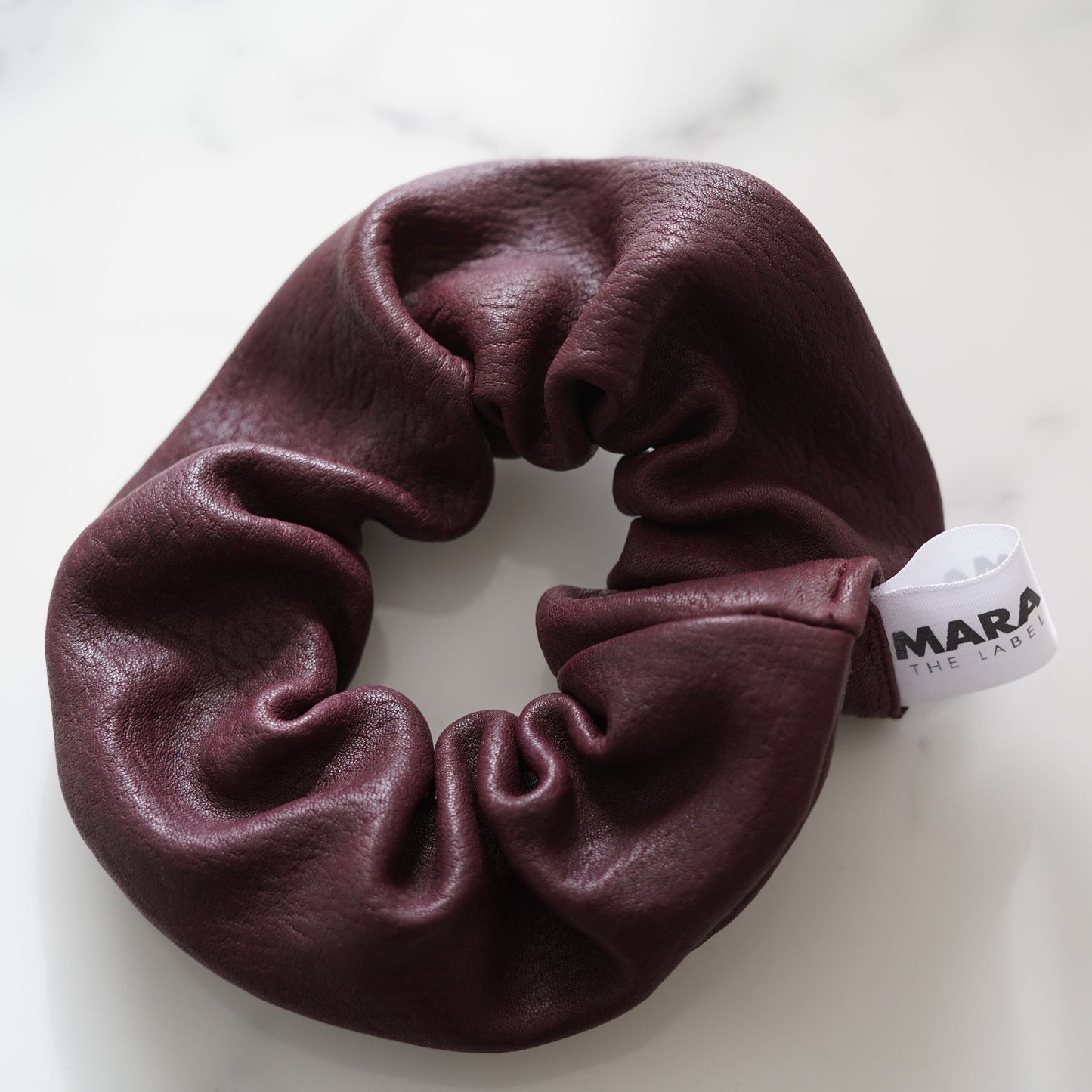Bordeaux Faux Leather Scrunchie