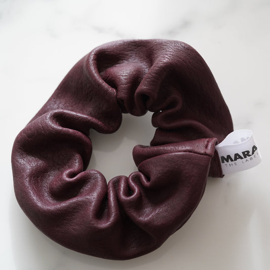 Bordeaux Faux Leather Scrunchie