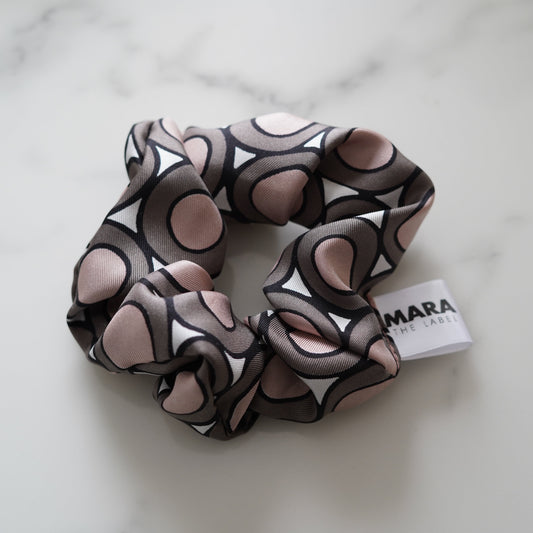 Retro Rose Satin Scrunchie