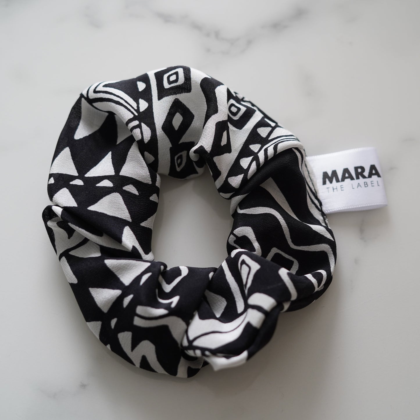Black and White Silk Scrunchie