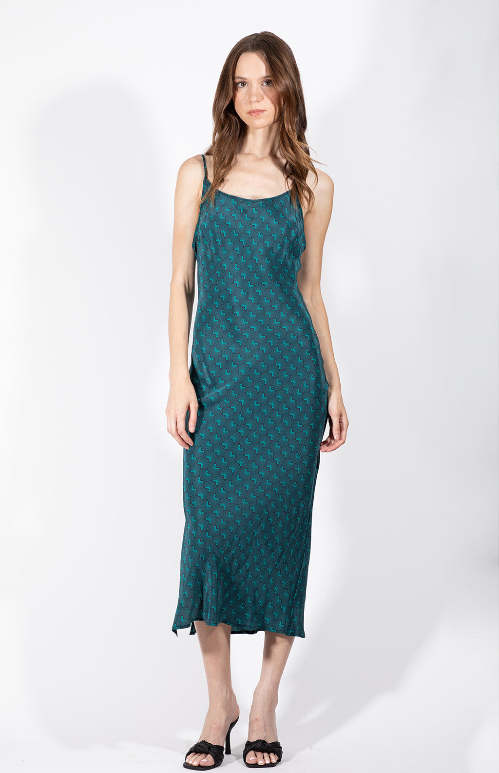 Eastern Teal Silk Slip Dress