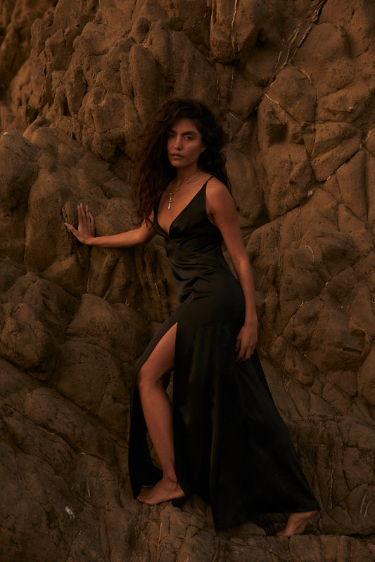 Black Goddess Silk Gown