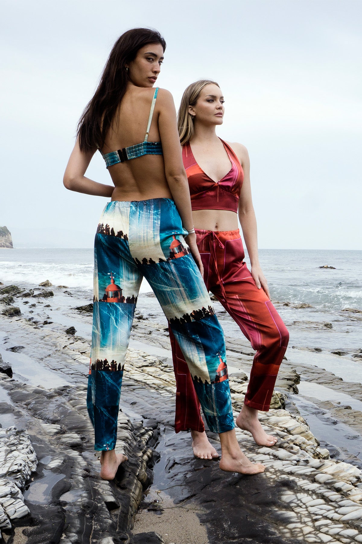 Coastal Aqua Silk Dume Pants