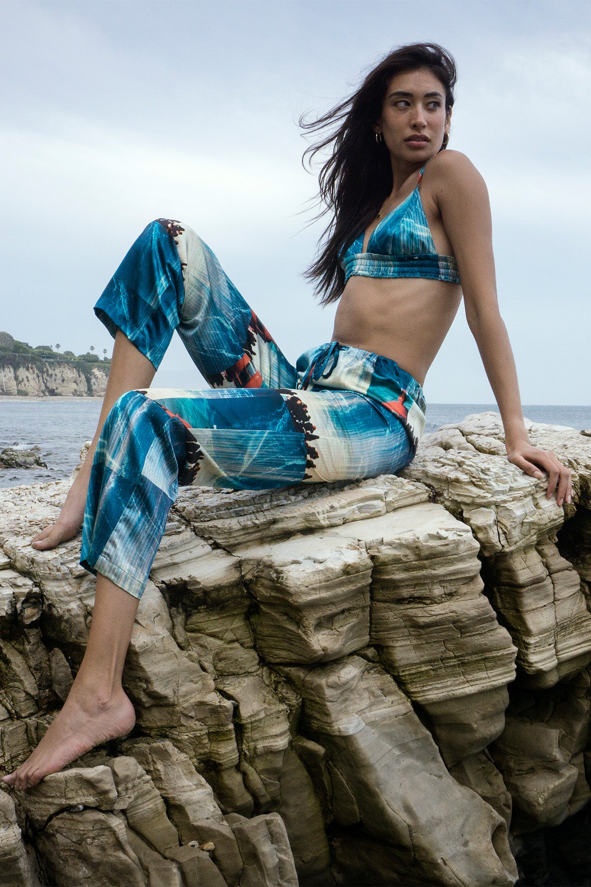 Coastal Aqua Silk Dume Pants