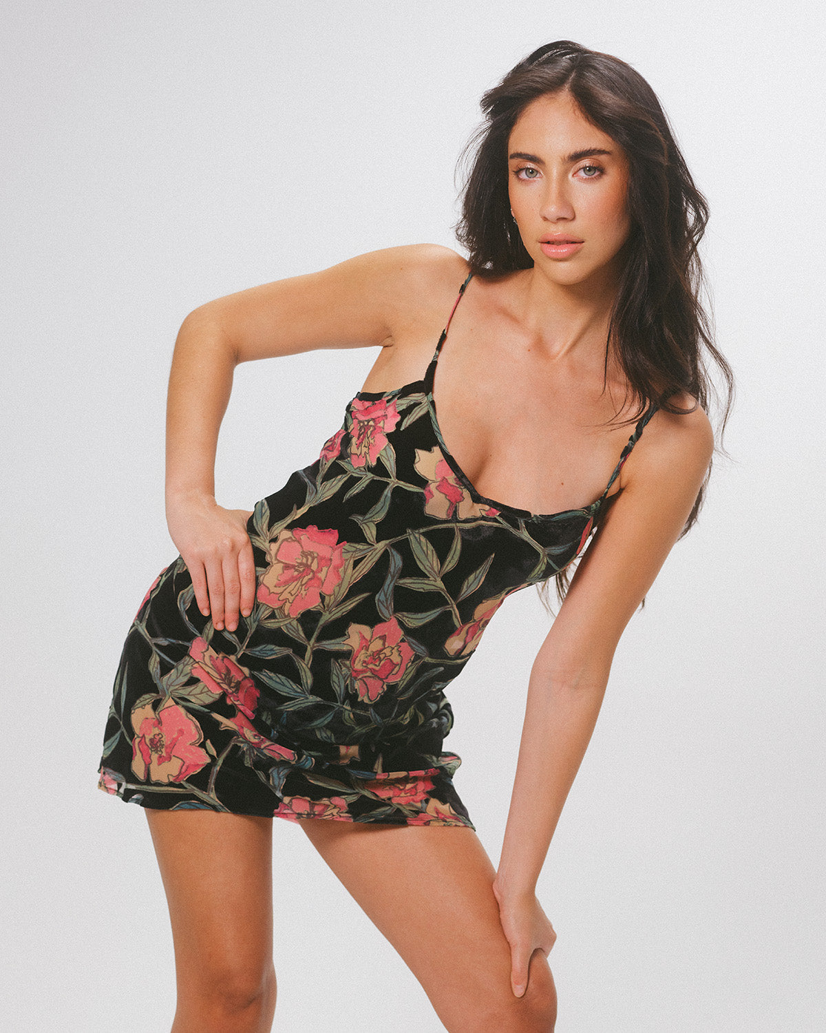 Botanical Velvet Mini Dress