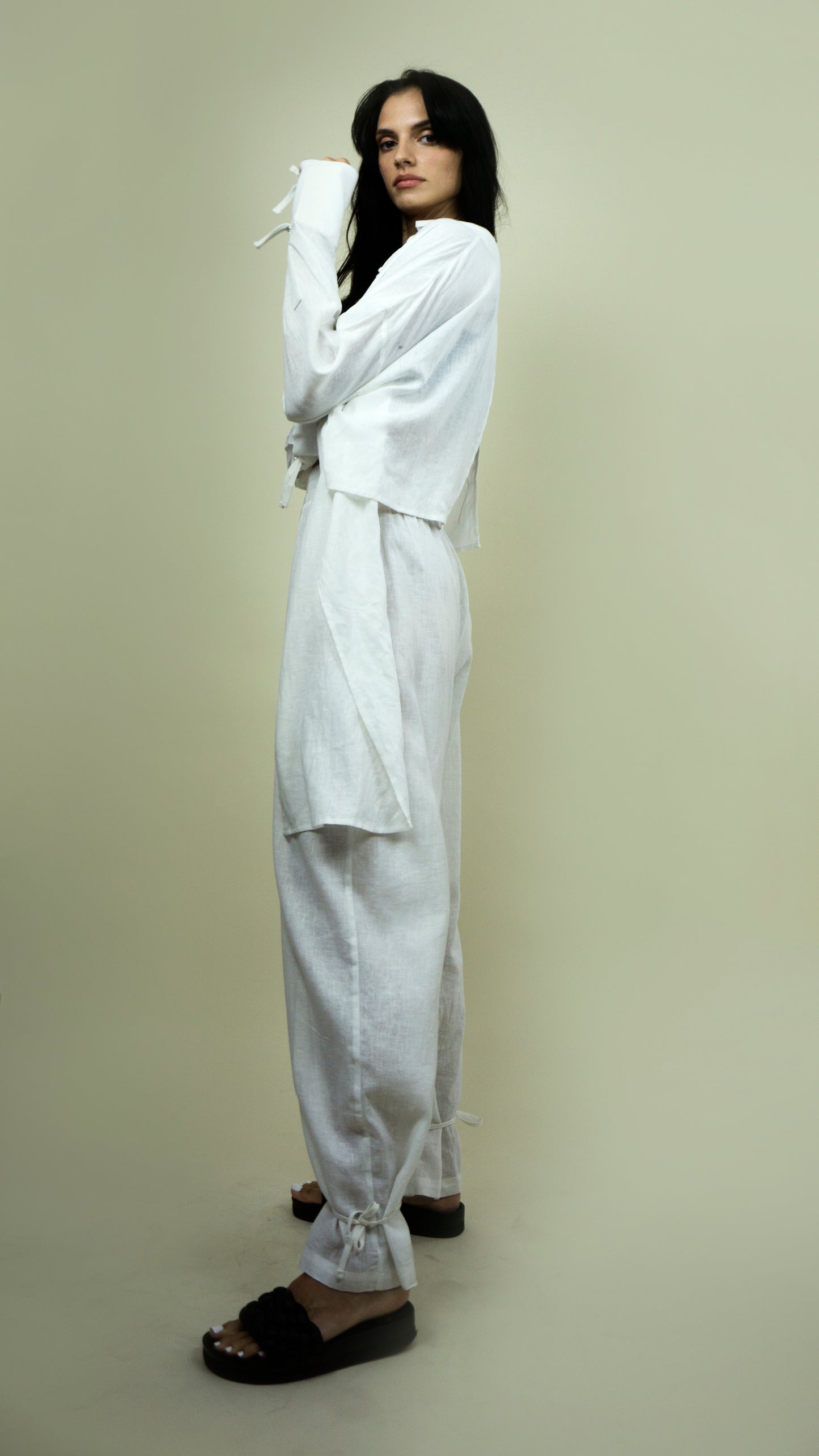 Tulum White Linen Pant